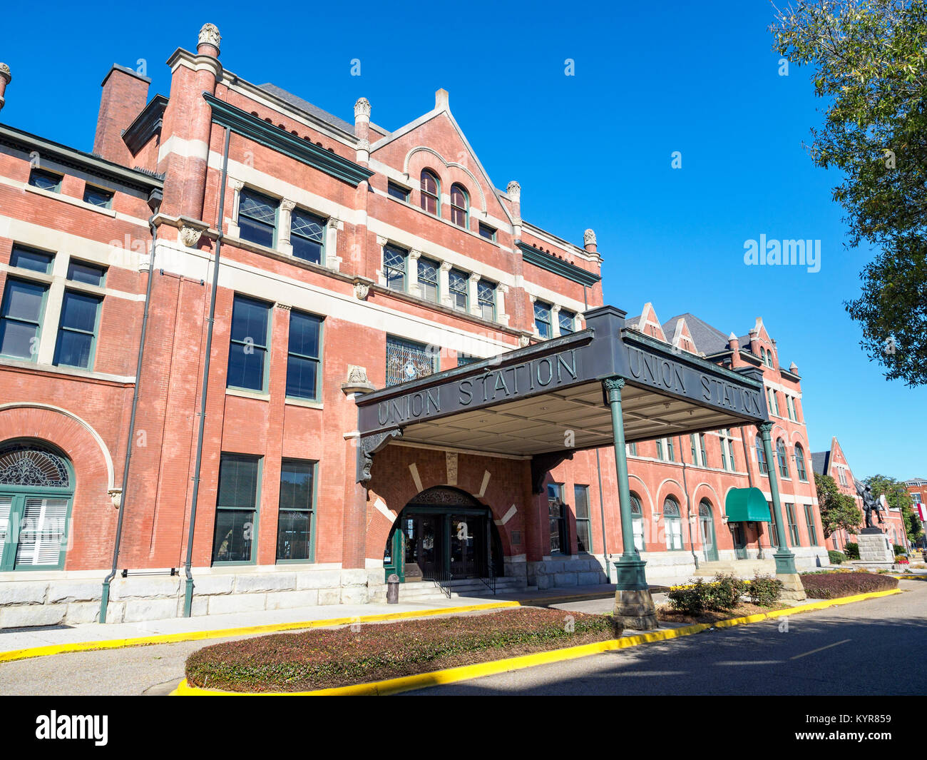 Montgomery Union Station, ehemaliger Bahnhof oder Bahnhof, heute eine Touristenattraktion und ein Nationales Historisches Wahrzeichen in Montgomery Alabama USA. Stockfoto