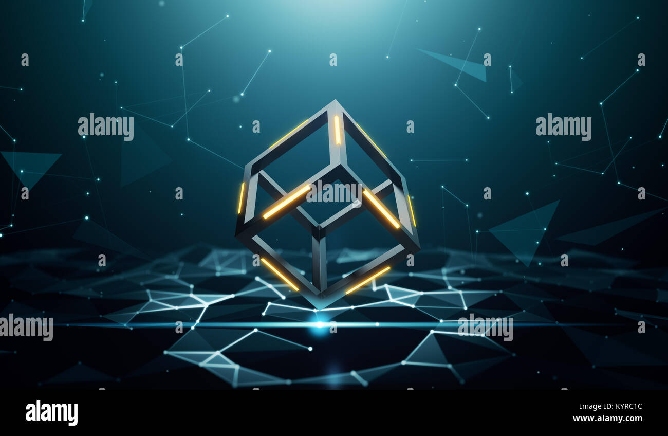 Blockchain Technologie mit abstrakten Hintergrund Stockfoto
