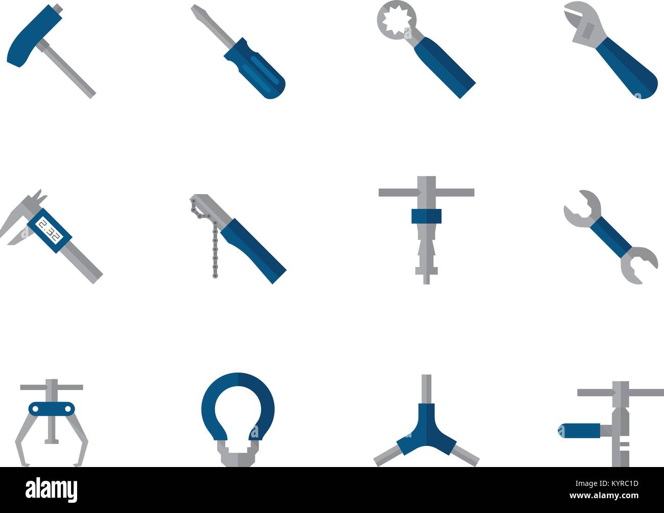 Auto Symbole in flachen Farbe Stil. Vector Illustration. Stock Vektor