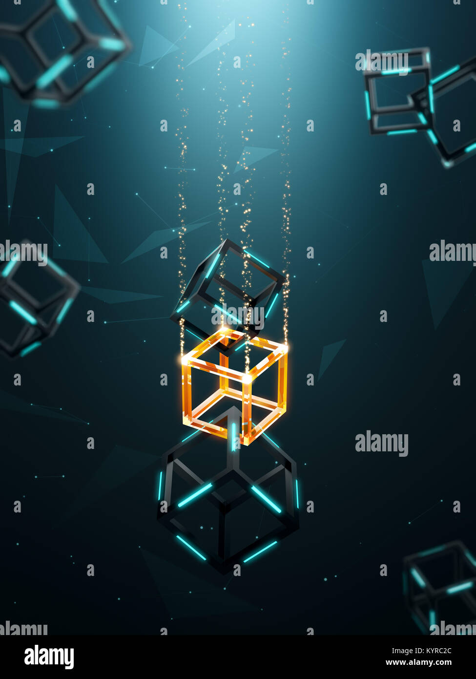 Blockchain Technologie mit abstrakten Hintergrund Stockfoto