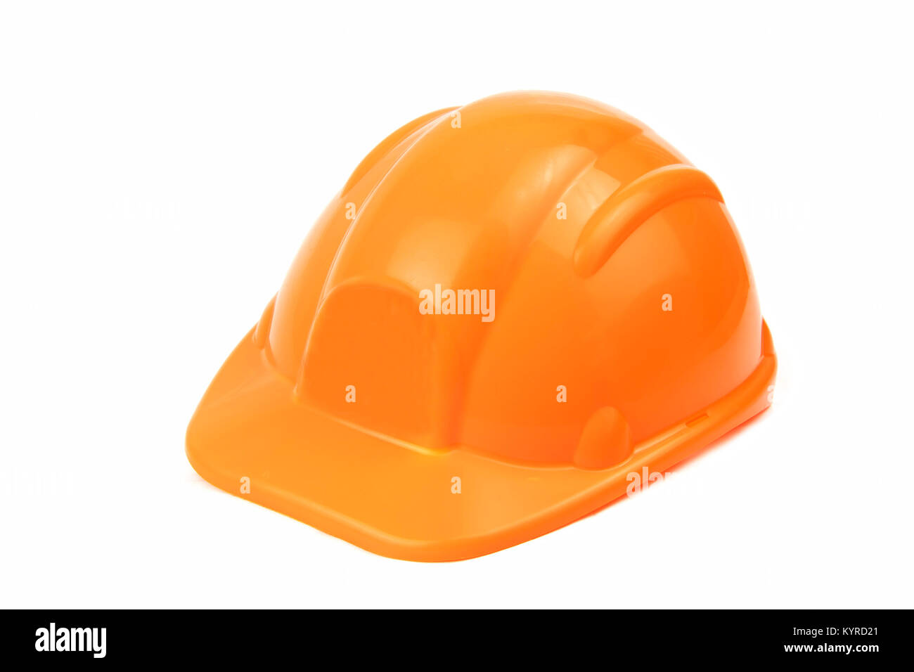 Kunststoff Schutzhelm auf weißem Hintergrund Stockfoto