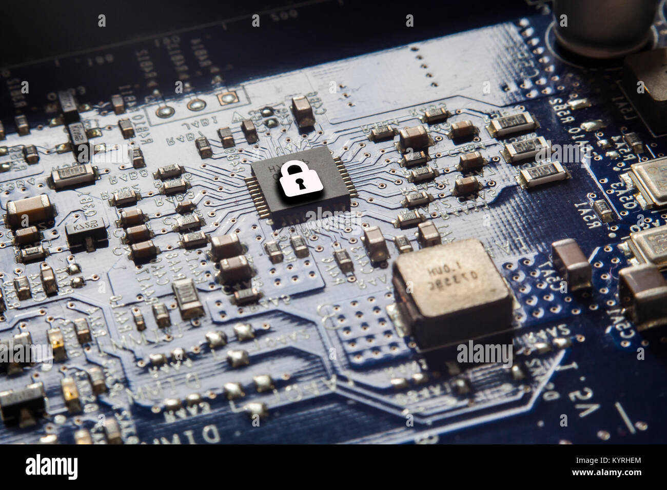 Steuergerät verriegelt, CPU-Sicherheit, Sicherheit im Internet Stockfoto