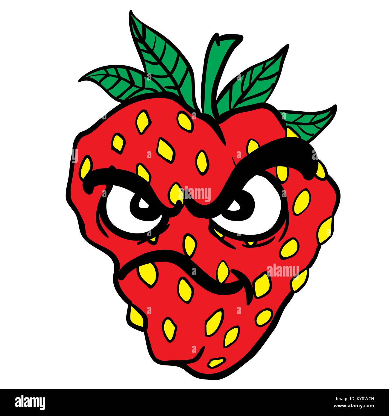 Wütend Erdbeere Cartoon Illustration Stockfoto