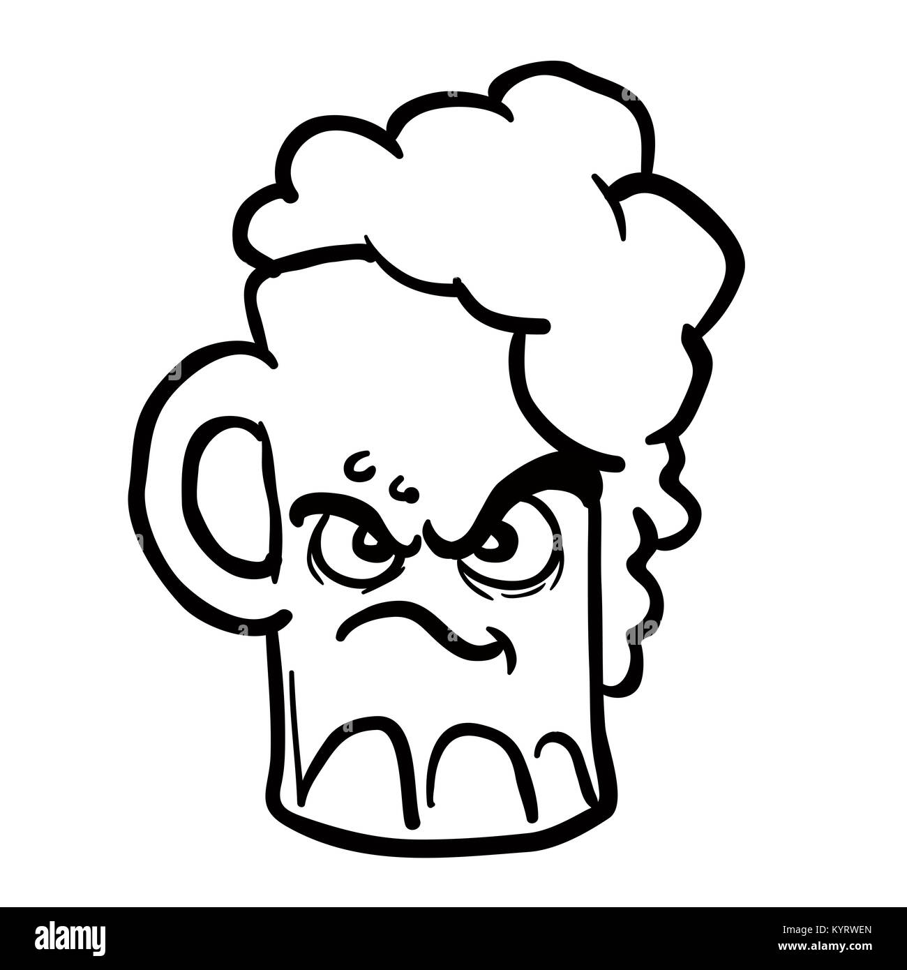 Schwarze und weiße wütend Bier Cartoon Illustration Stockfoto