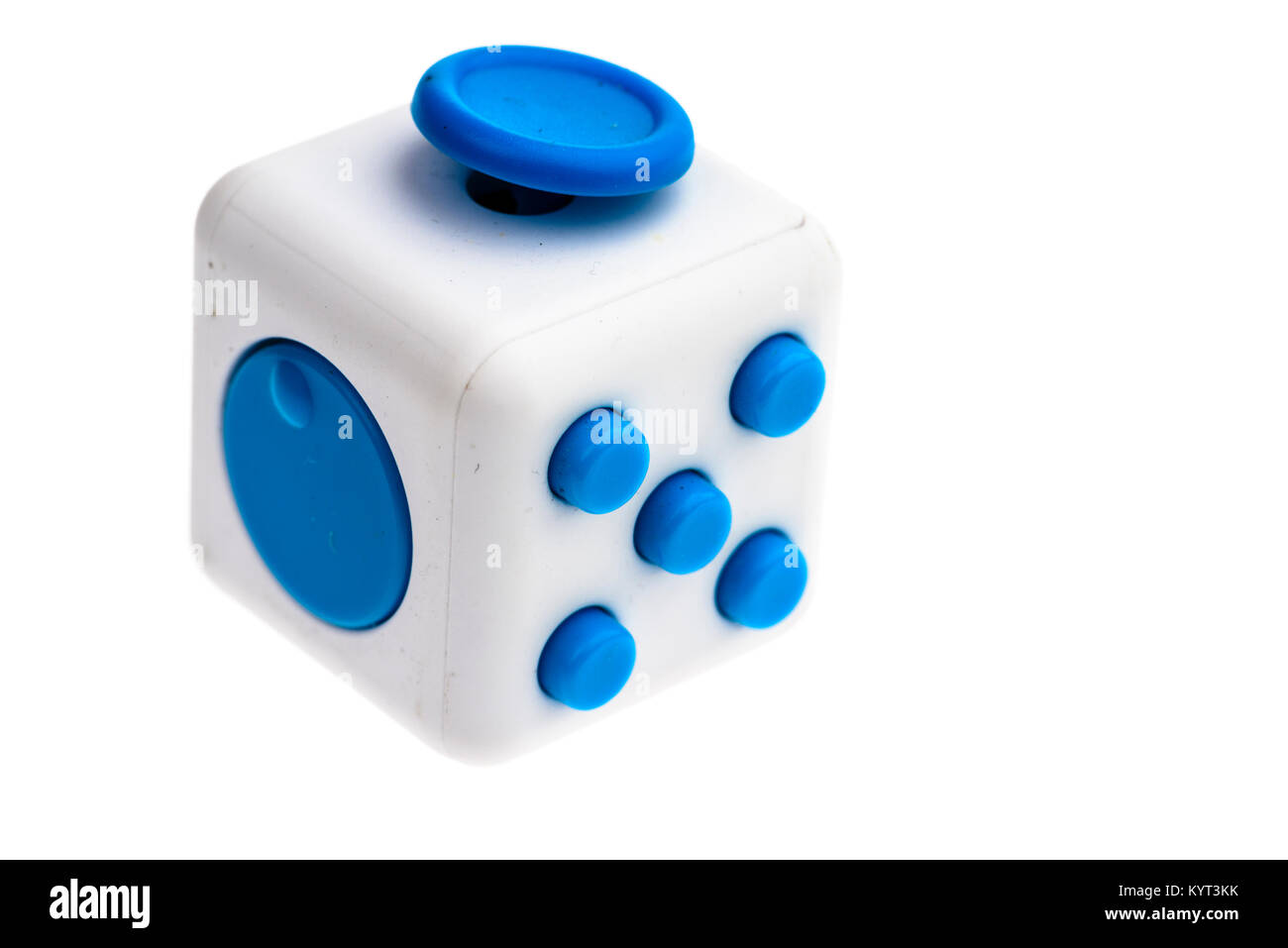 Fidget cube Spielzeug benutzt, um zu helfen, Stress abzubauen. Stockfoto