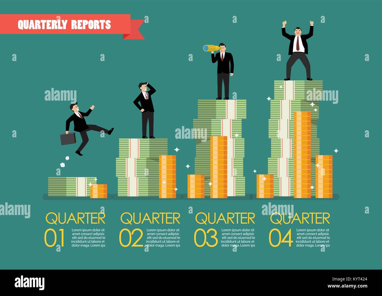 Quartalsberichte Infografik. Vector Illustration Stock Vektor