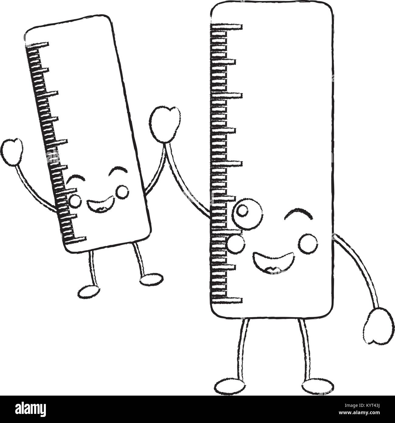 Lineale Schulmaterial kawaii icon image Stock Vektor