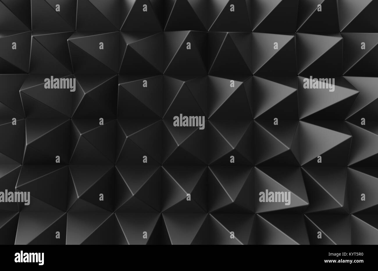 Schwarze dreieckige Pyramide Hintergrund, Blick von oben auf die dunklen geometrische Muster in 3D-Rendering Stockfoto