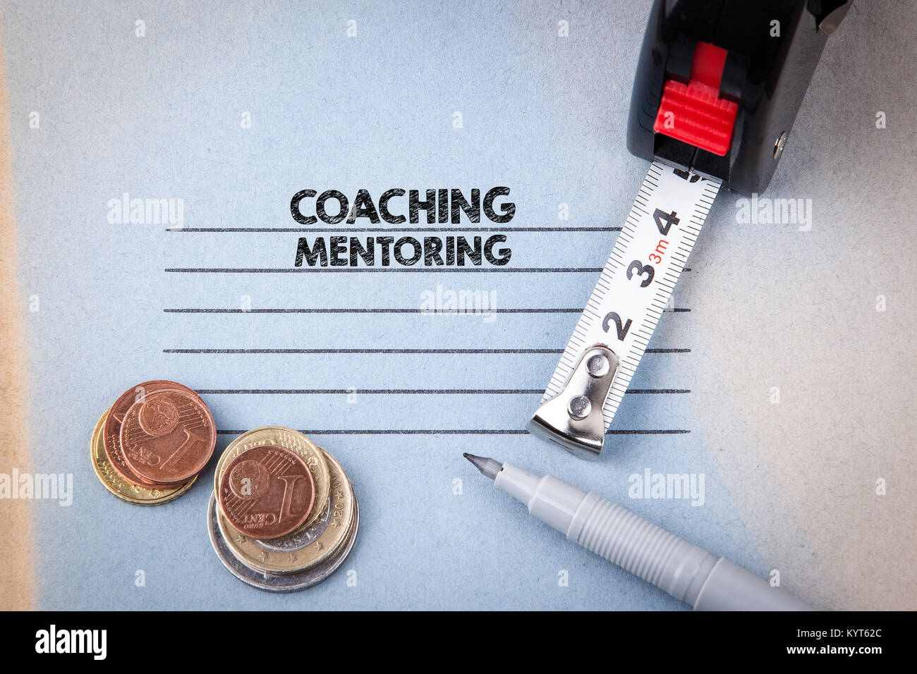 Coaching und Mentoring Konzept. notebook mit header Business und Erfolg Hintergrund Stockfoto