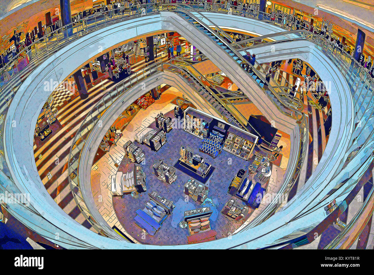 Ein Photoshop manipuliert Bild von drei Geschichten von Bloomingdale's an der Roosevelt Field Mall in Garden City, Long Island, New York Stockfoto
