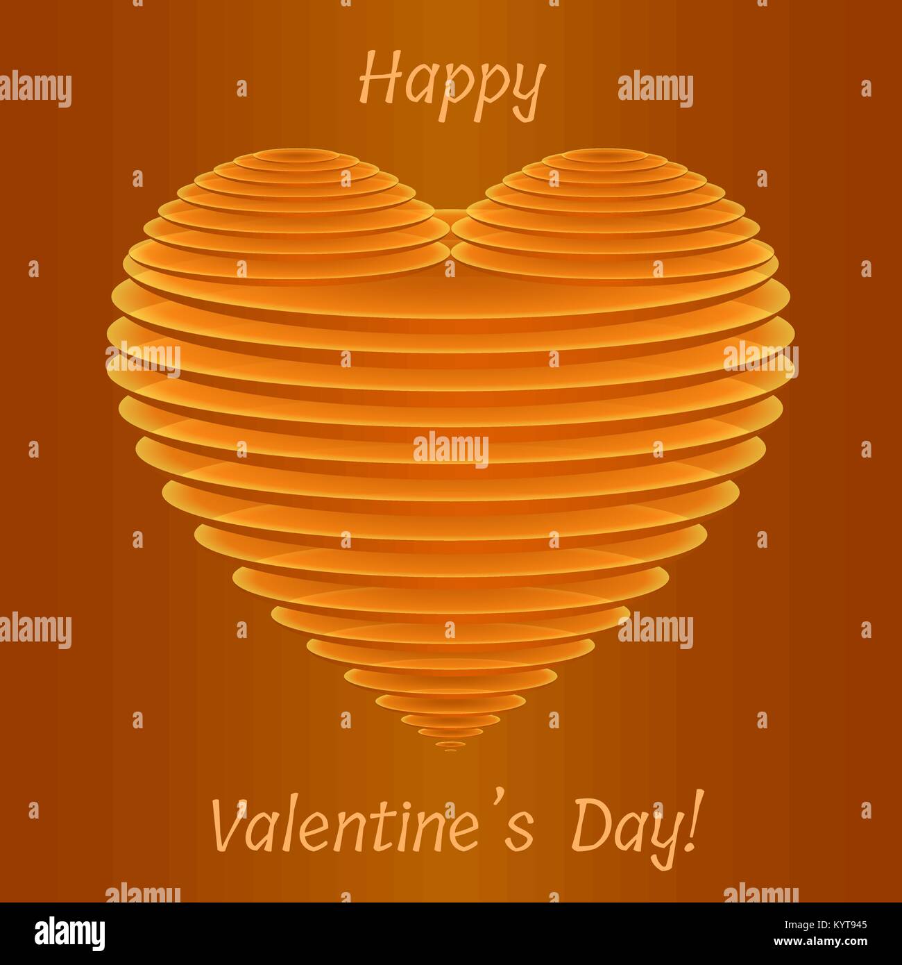 Stilvolle Valentine's 3D orange Herz Form von dünnen halb durchsichtig ovale Platten. Kreative Vector Illustration Stock Vektor