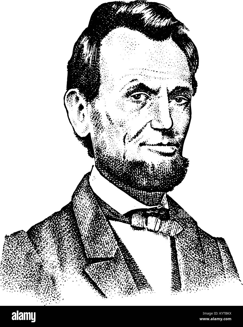 Abraham Lincoln Portrait, 16 USA Präsident. Gentleman graviert Hand in alten Vintage Skizze gezeichnet realistisch. Stock Vektor