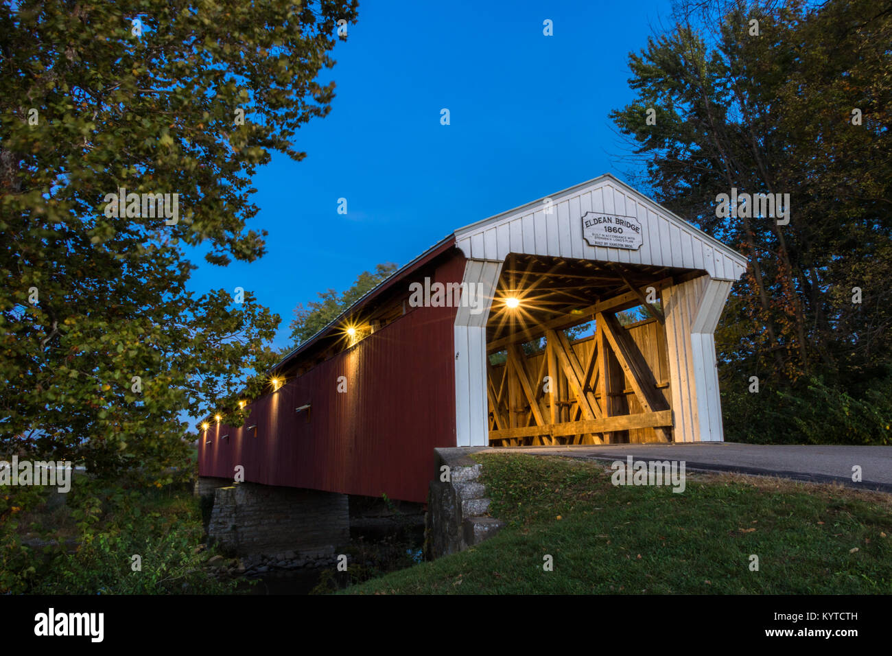Eldean Straße Covered Bridge in Miami County, Ohio Stockfoto