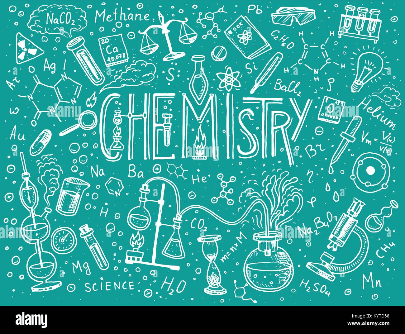 Chemie Der Symbole Festlegen Schiefertafel Mit Elemente Formeln Atom Reagenzglas Und Laborgeraten Labor Arbeitsbereich Und Reaktionen Forschung Sci Stock Vektorgrafik Alamy