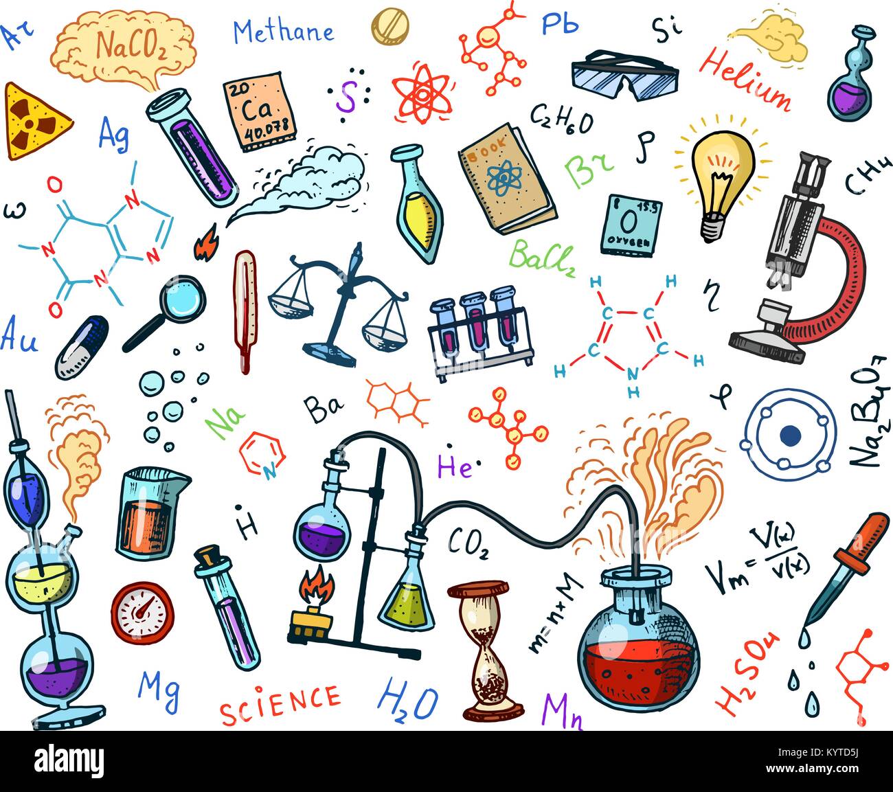 Chemie Der Symbole Festlegen Schiefertafel Mit Elemente Formeln Atom Reagenzglas Und Laborgeraten Labor Arbeitsbereich Und Reaktionen Forschung Sci Stock Vektorgrafik Alamy