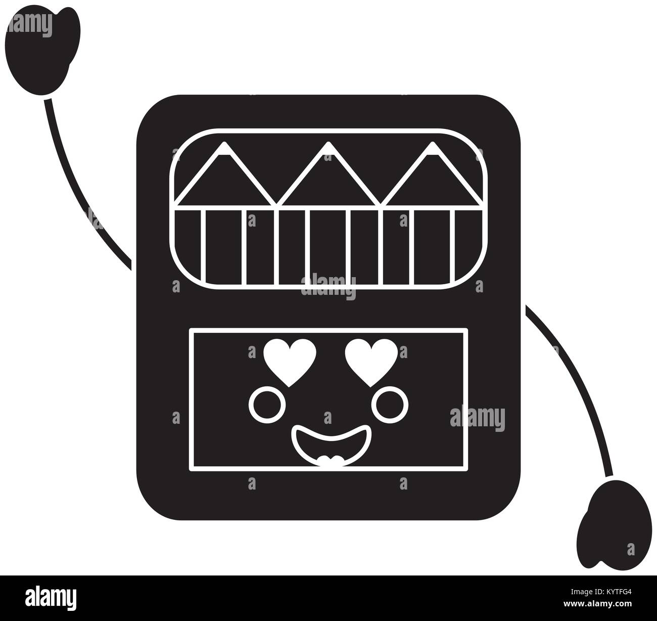 Buntstifte box Herz Augen Schulmaterial kawaii Symbol imag Stock Vektor