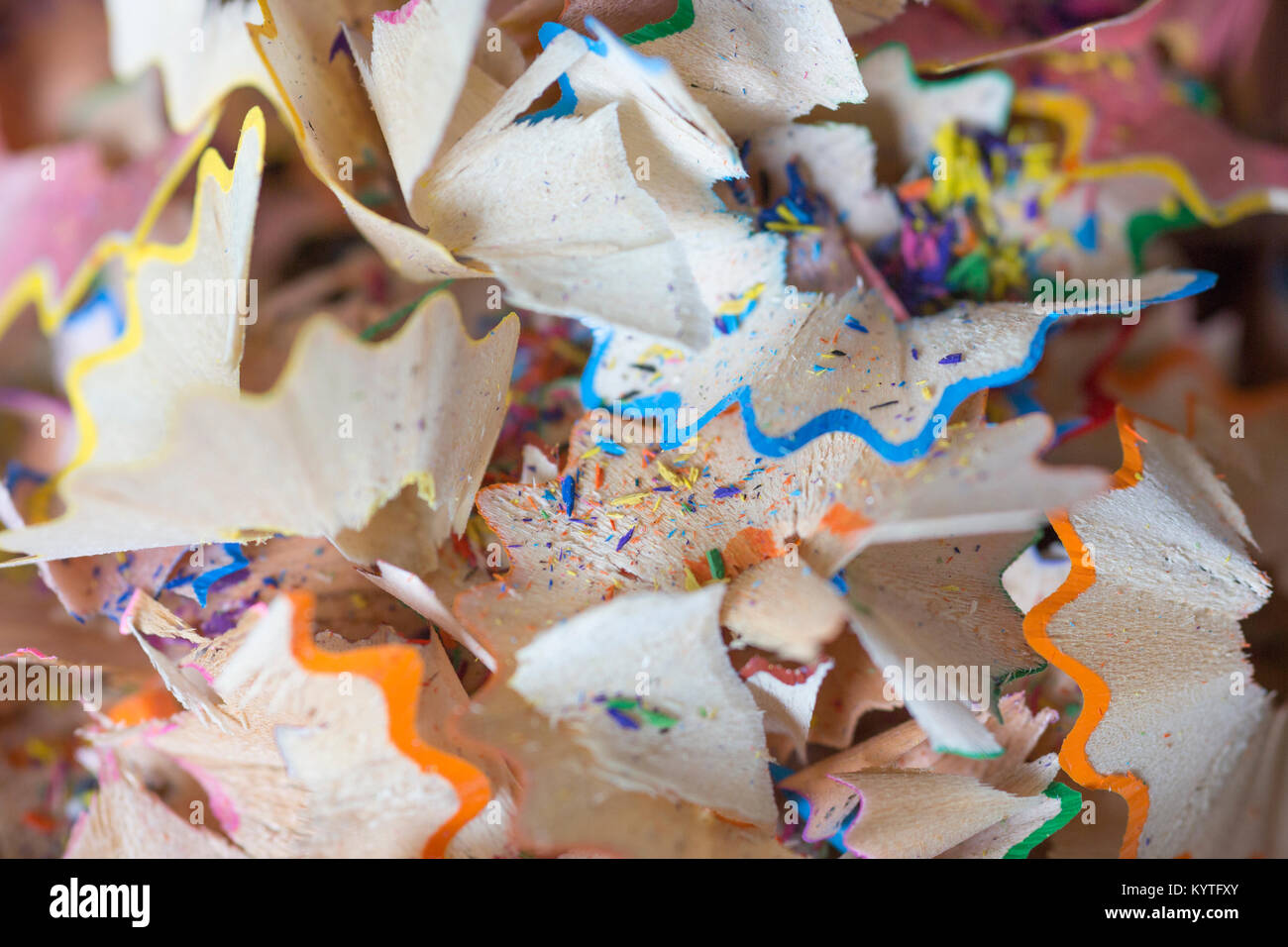 In der Nähe der bunten Bleistift Späne Stockfoto