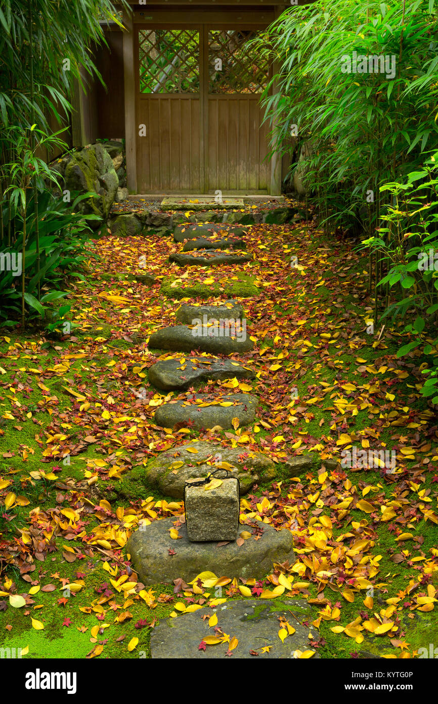 Eine Markierung Stein auf die Hosen - im Garten in Kyoto, Japan Stockfoto