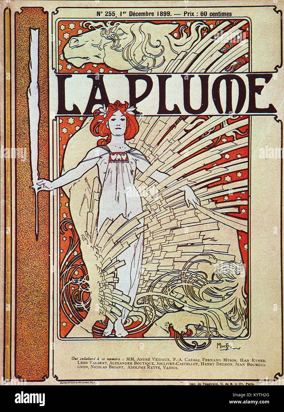 Alphonse Mucha (Alfons Maria) 1860-1939 La Plume-1899 Stockfoto