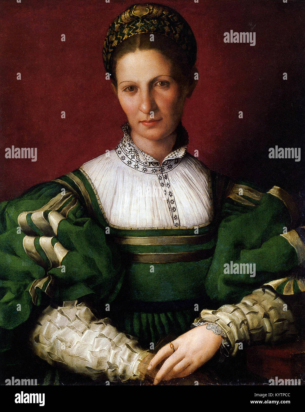 Agnolo di Cosimo - Agnolo Bronzino - Porträt einer Dame in grün Stockfoto