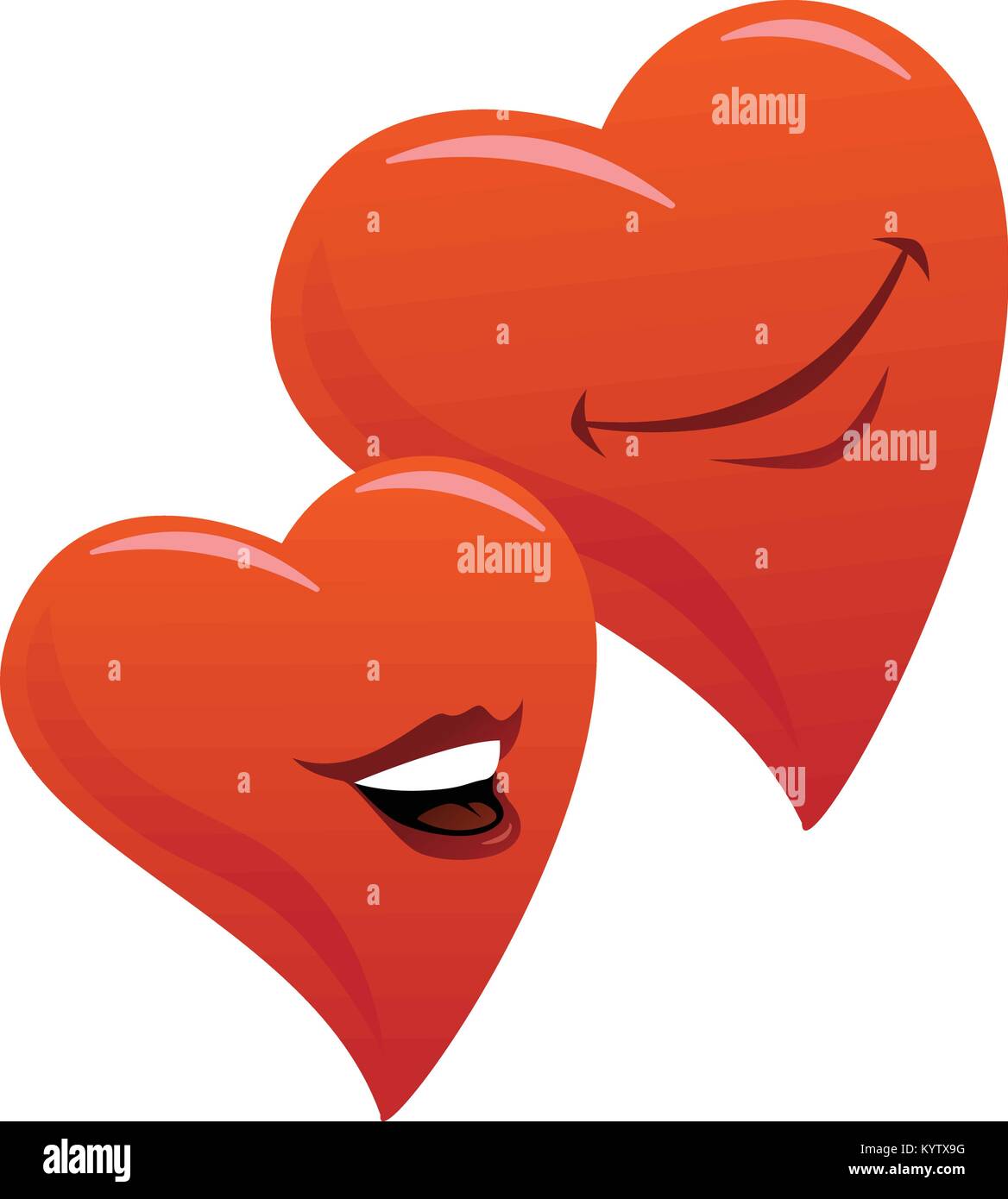Süß lächelnd romantische Herzen Paar Cartoon Vector Illustration Stock Vektor