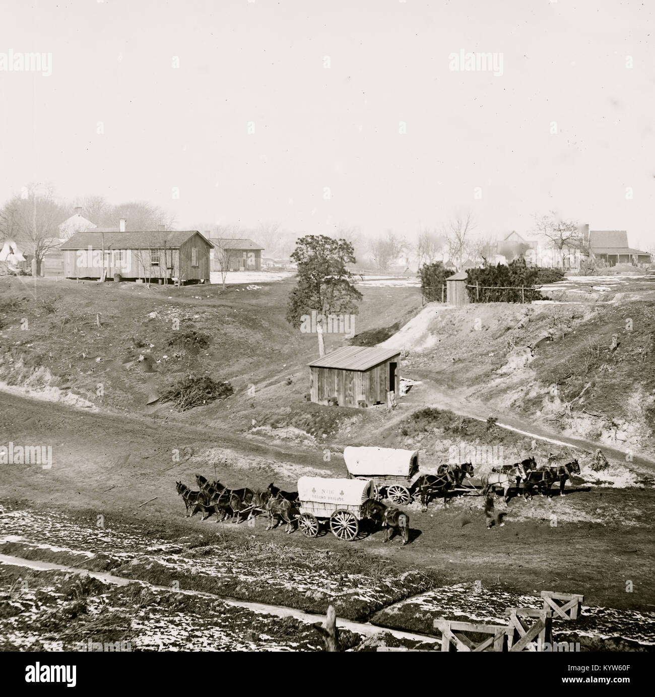 City Point, Virginia. Wagen der 2. Brigade, liefern 2d Corps Stockfoto