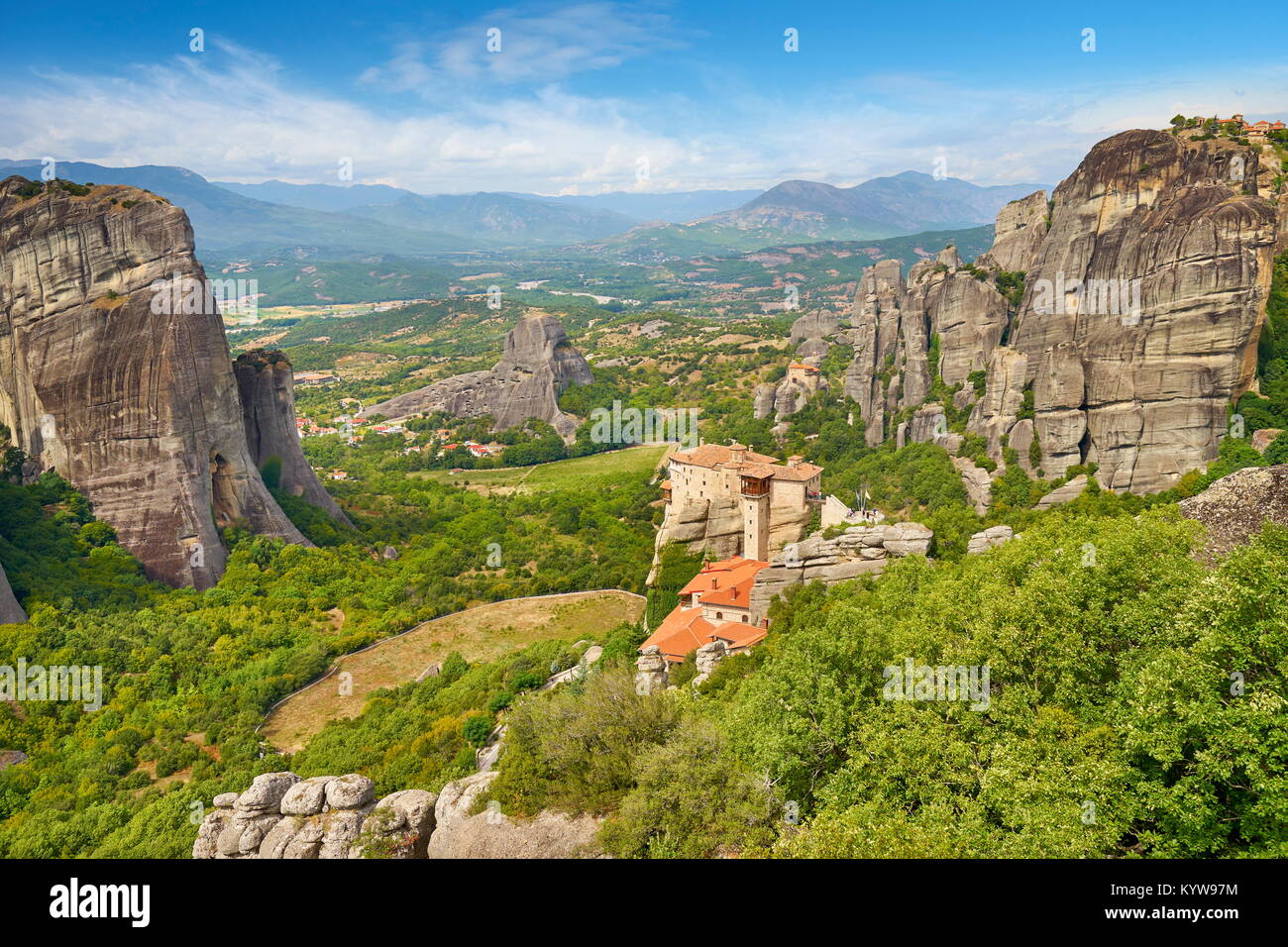 Das Kloster roussanou von Meteora, Griechenland Stockfoto