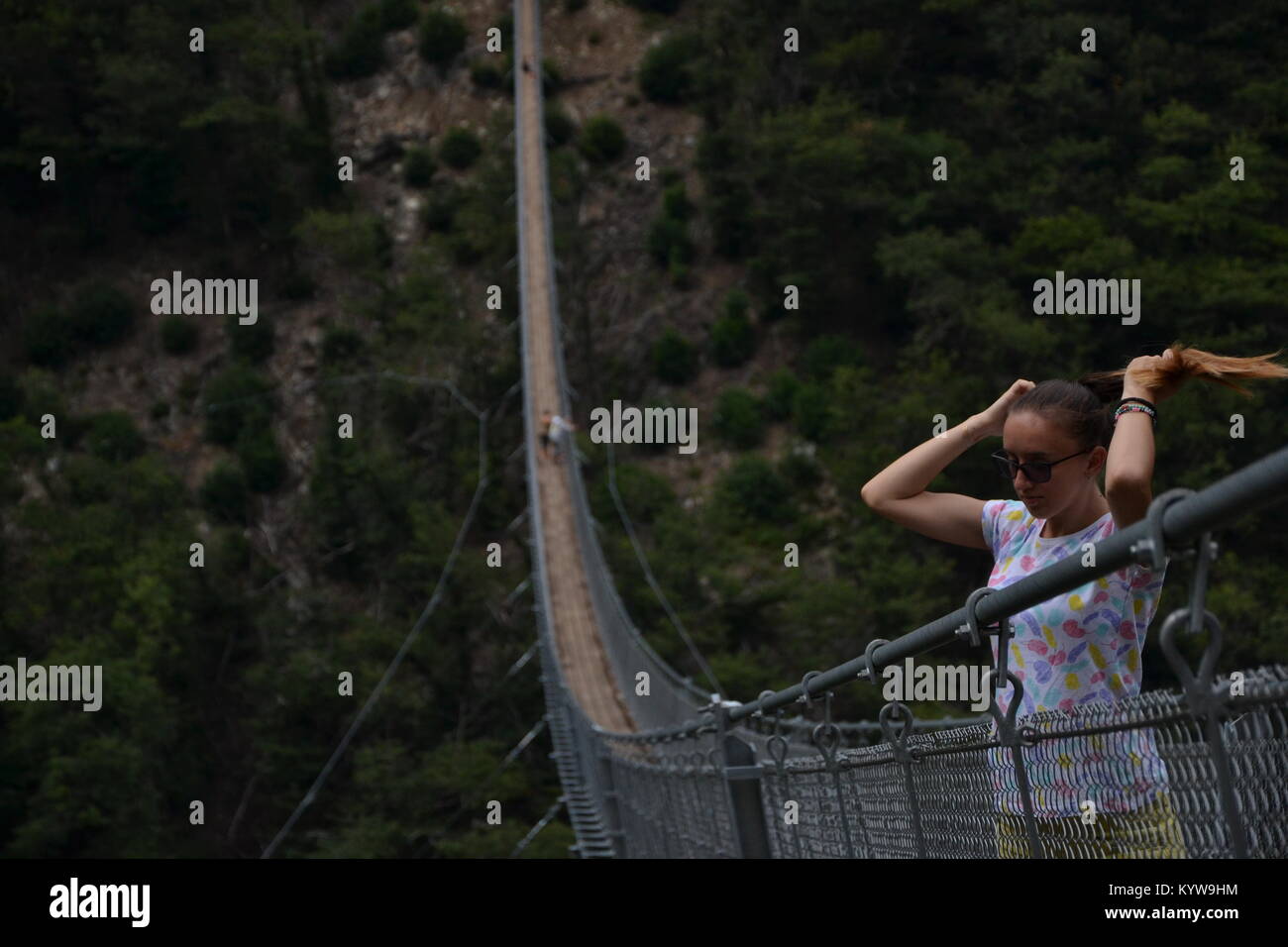 Ponte Tibetano Carasc, Bellinzona, Schweiz Stockfoto