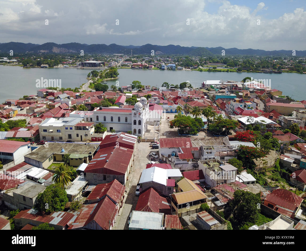 Flores, Petén, Guatemala, Luftbild Stockfoto