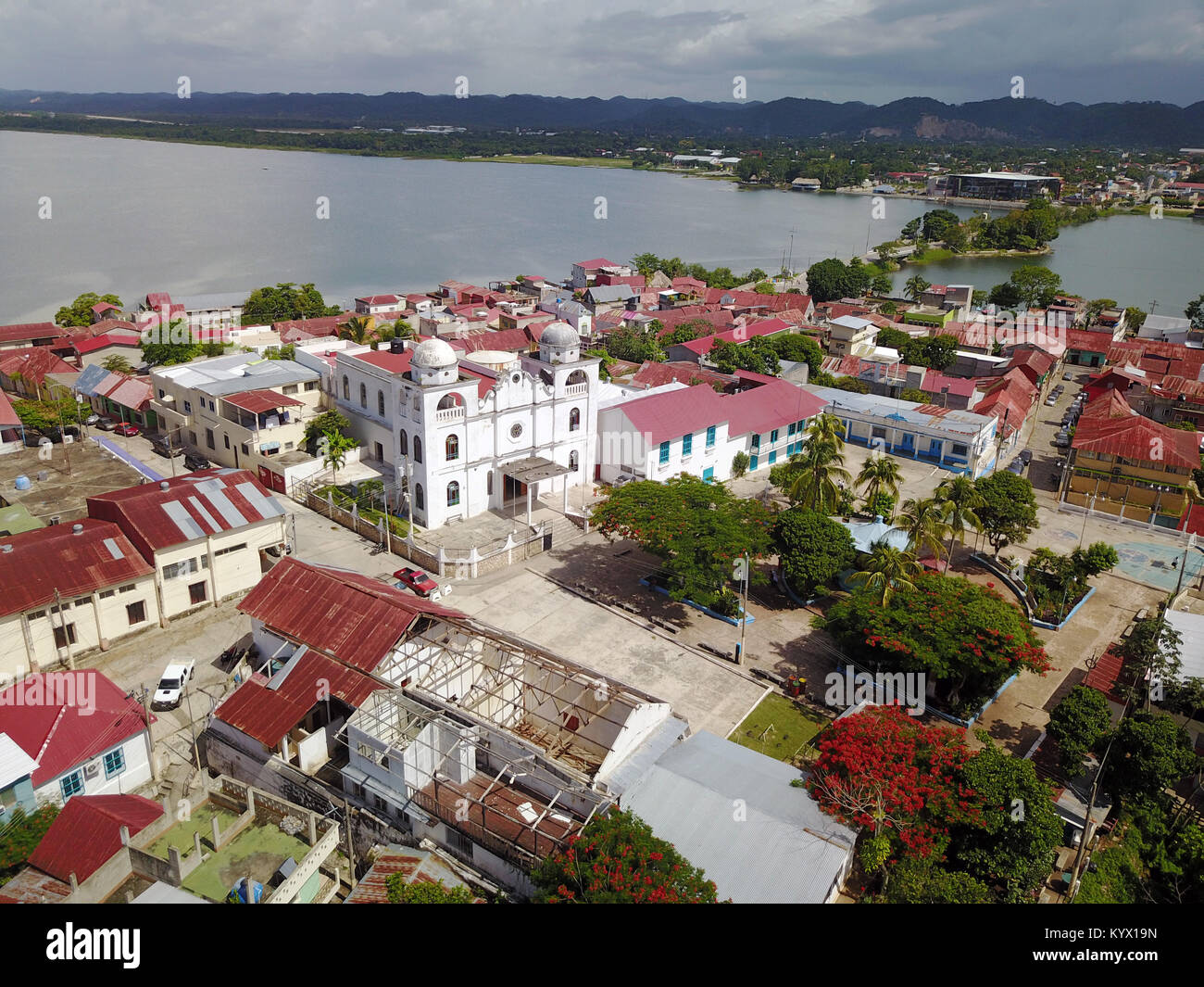 Flores, Petén, Guatemala, Luftbild Stockfoto