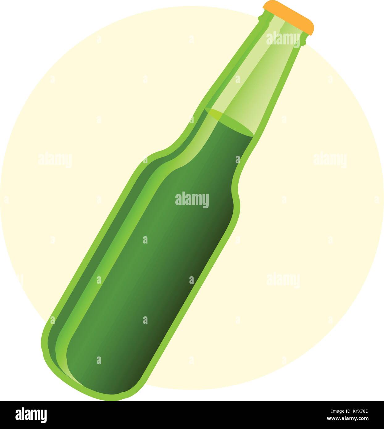 Grüne Bierflasche in einem einfachen Stil Stock Vektor