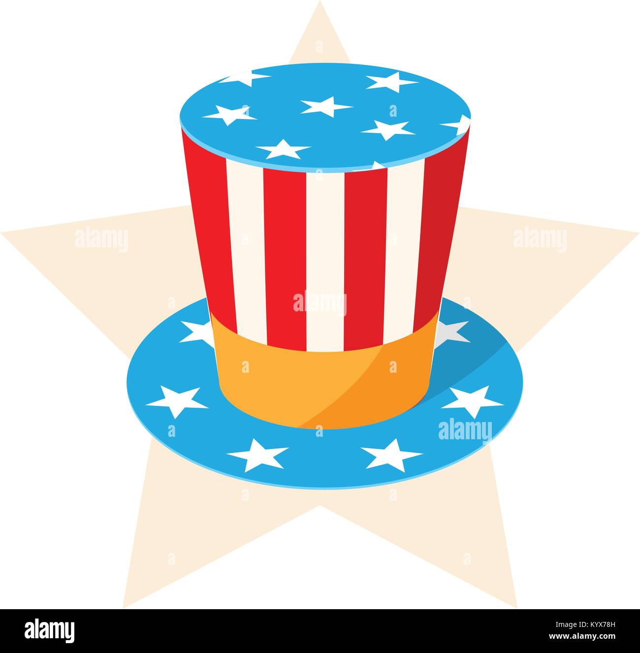 Amerikanische Hut Mit Usa Flagge Muster Us Symbol Stock Vektorgrafik Alamy