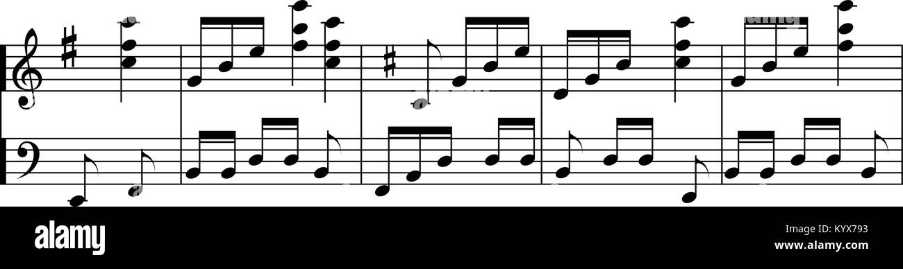 Noten - Melodie und Musik Zeichen und Symbole Stock Vektor