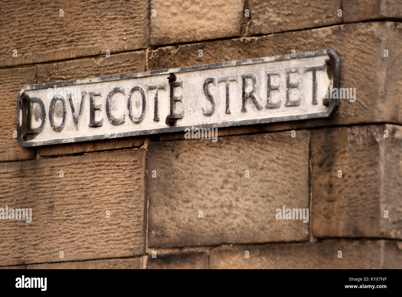 Taubenschlag Street Sign, Staindrop, County Durham Stockfoto