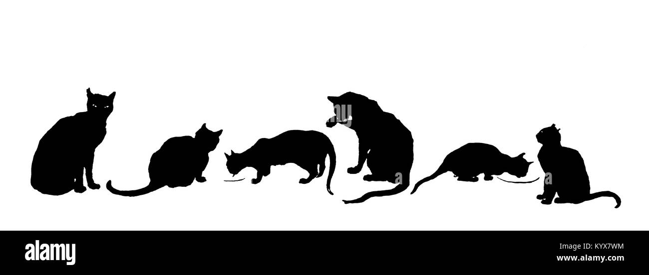 Silhouetten von Katzen Design von viktorianischen Landschaft Künstler Arthur Tomson, ab 1893 das Studio einer illustrierten Zeitschrift für Bildende und Angewandte Kunst Stockfoto