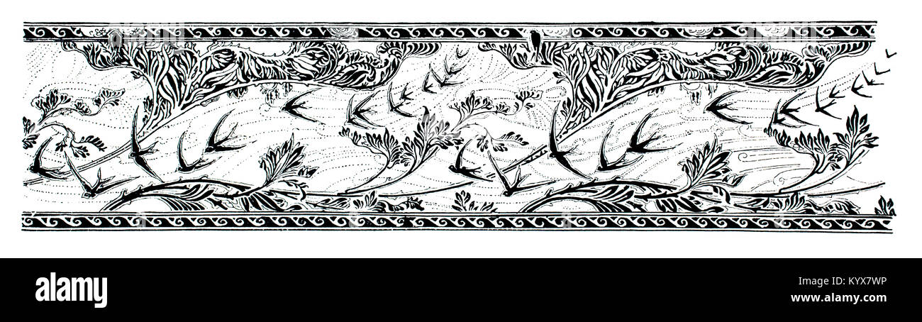 Wallpaper Fries Design von Sidney Haward, ab 1893 das Studio einer illustrierten Zeitschrift für Bildende und Angewandte Kunst Stockfoto