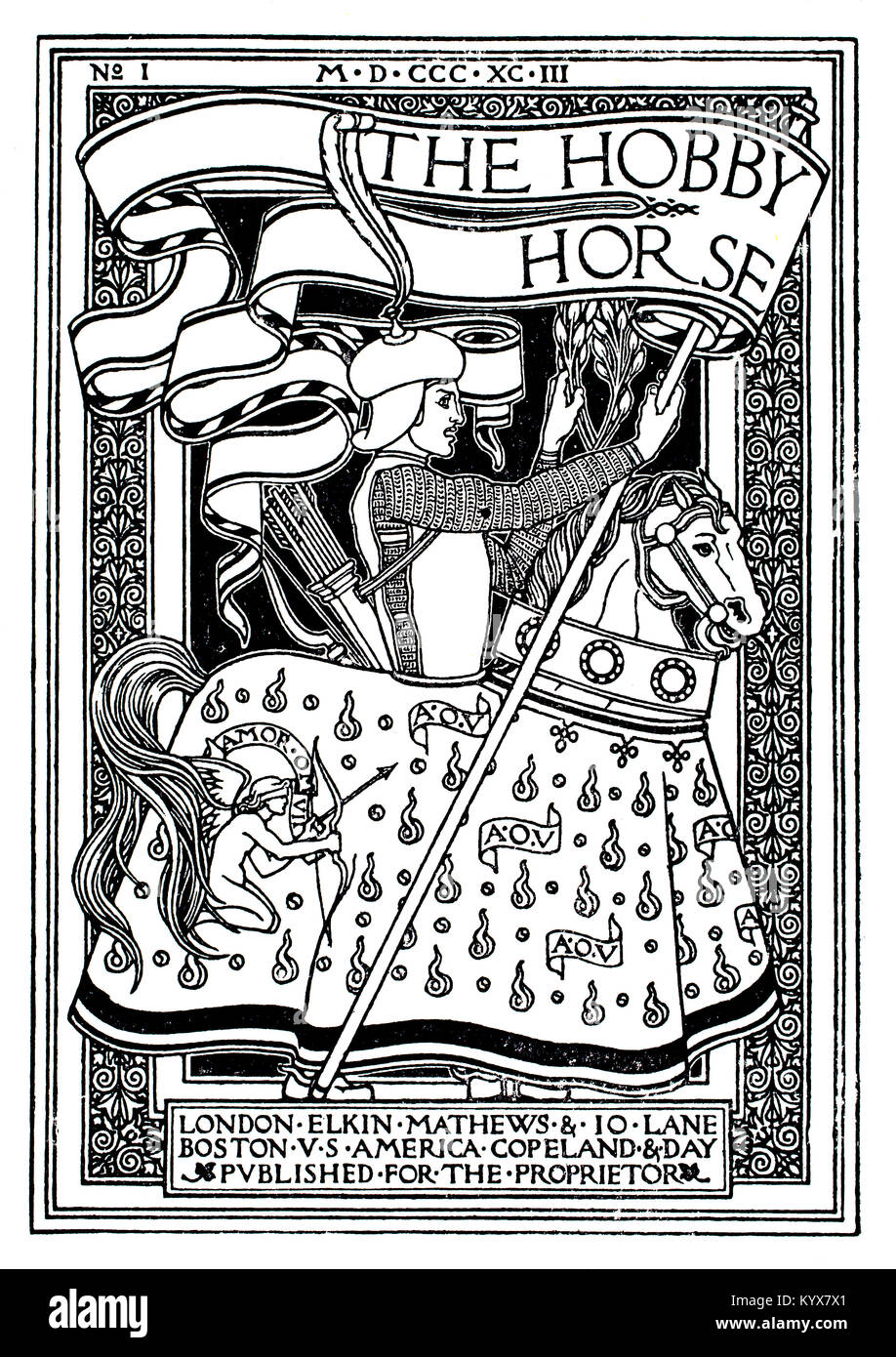 Abdeckung für das Hobby Horse, vierteljährlich Kunst Magazin, von Herbert P Horner von 1893 Das Studio einer illustrierten Zeitschrift für Bildende und Angewandte Kunst Stockfoto