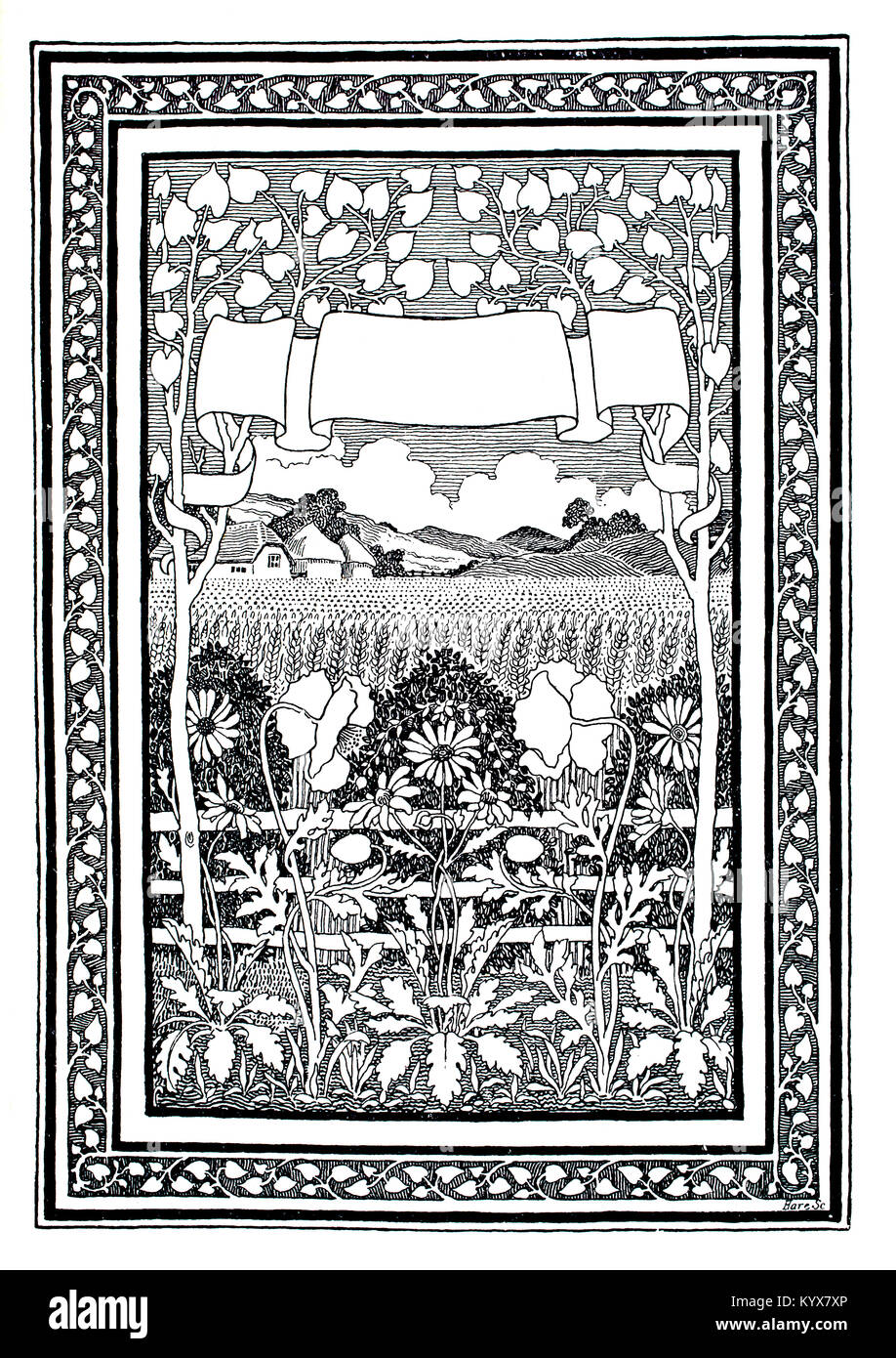 1893 Design für eine Titelseite von Francis William Bedford von Vol. 2 Das Studio einer illustrierten Zeitschrift für Bildende und Angewandte Kunst Stockfoto