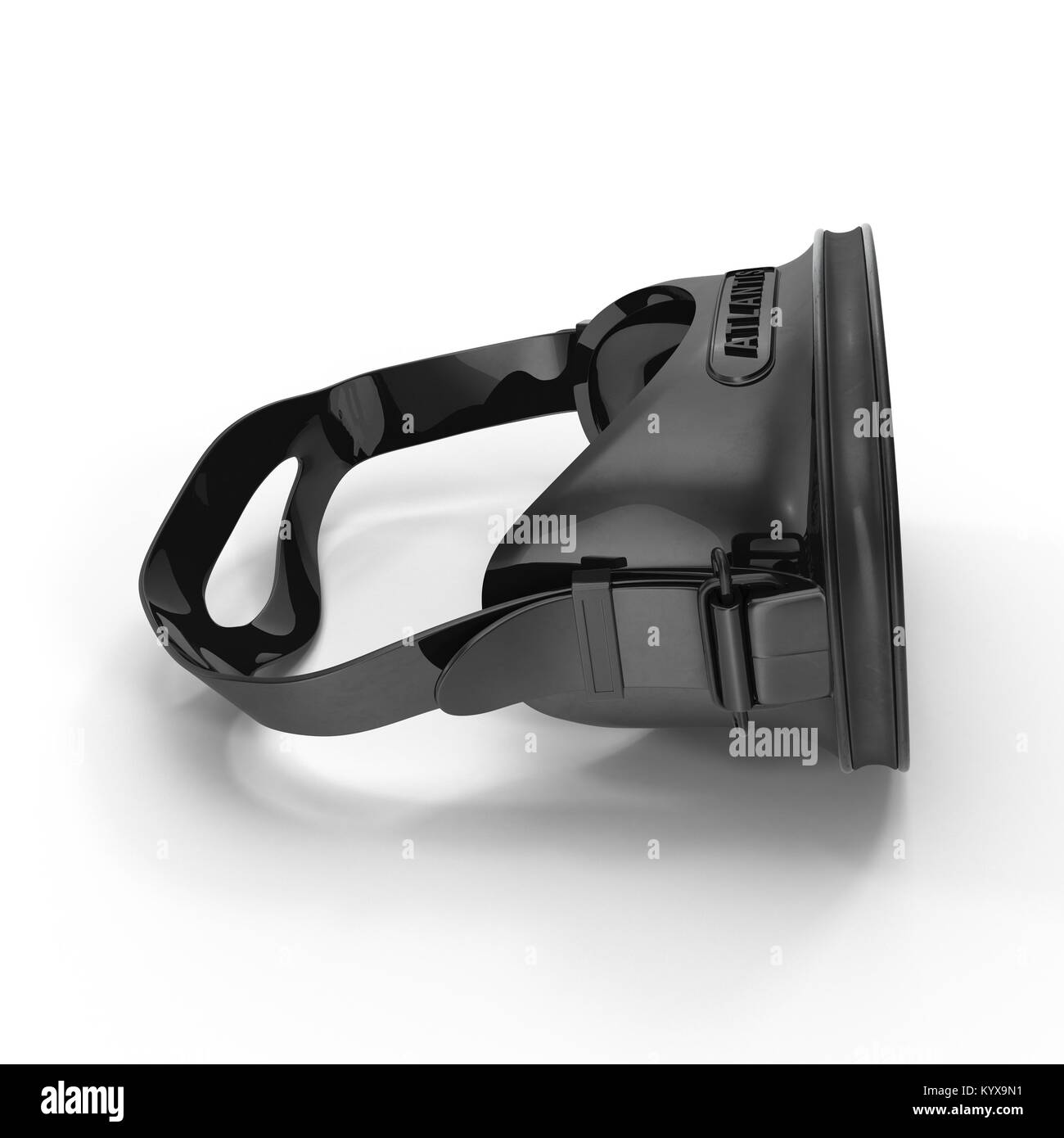 Seitenansicht Taucherbrille auf Weiß. 3D-Darstellung Stockfoto