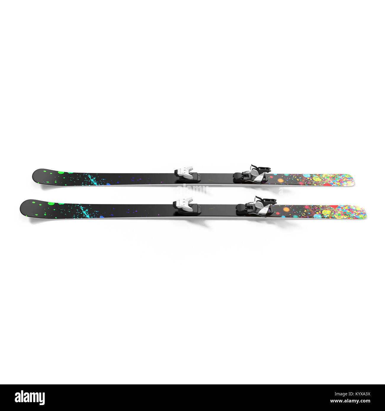 Paar Skier isoliert auf Weiss. 3D-Darstellung Stockfoto