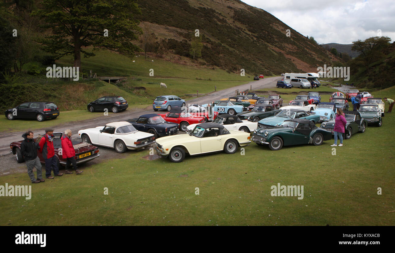 Triumph Owners Club treffen in der Mendip Hills in Somerset, England, Großbritannien - 2015 Stockfoto