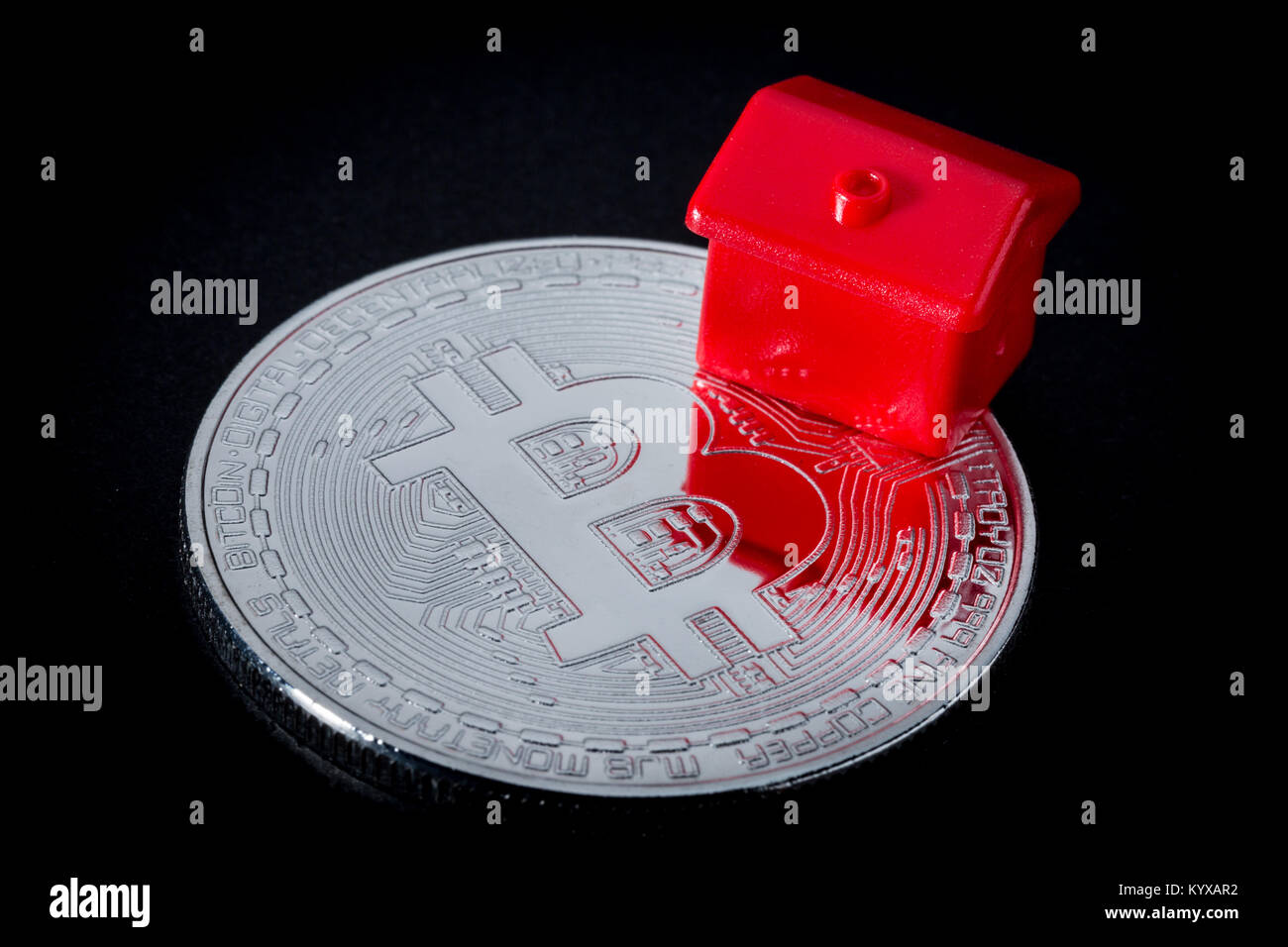 Bitcoin Eigenschaft Investition Konzept Bild Stockfoto