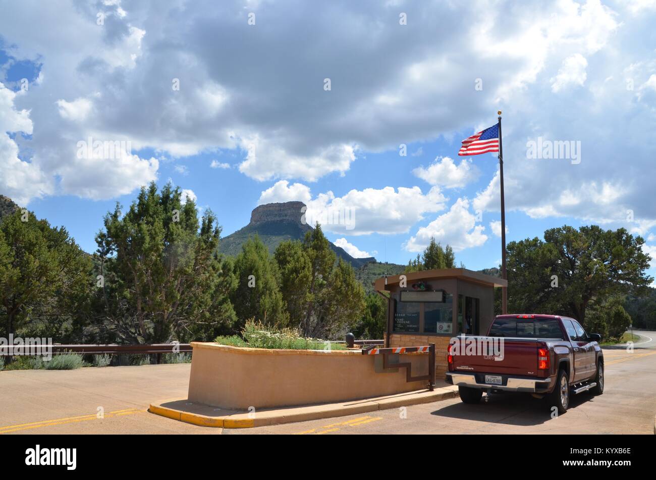 Der Eingang stand nach Mesa Verde National Park Colorado USA Stockfoto