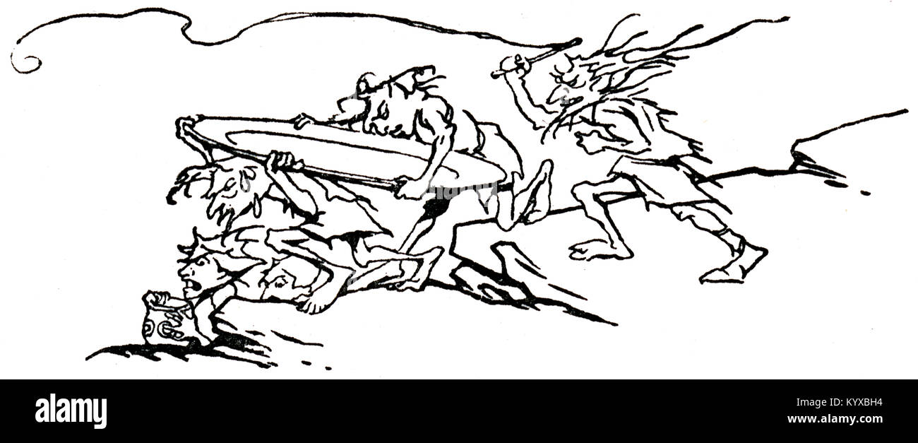 Grafische Elemente von "Das Rheingold und Die Walküre" von Richard Wagner, durch "illustrierte Arthur Rackham' genommen. Stockfoto