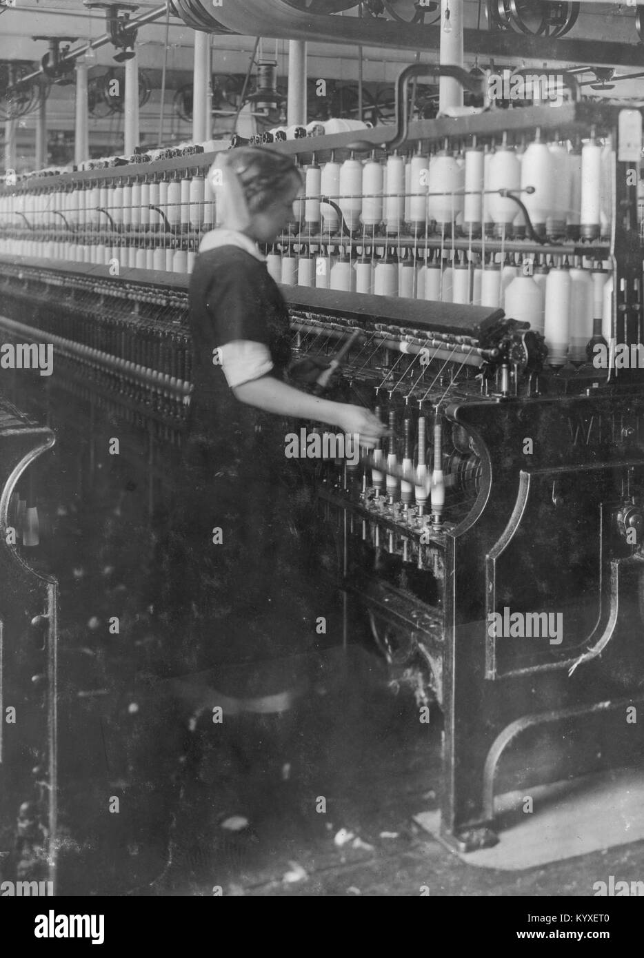 König Philip Spinningraum. Freie Hand auf Spinning frames Stockfoto
