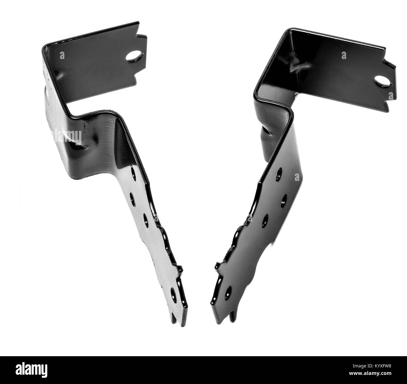 Black Metal Fixatoren, Unterstützung für Holzbalken Stockfoto