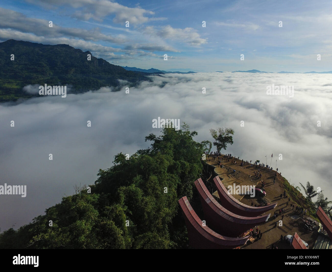 Lolai das Land über den Wolken in der Regentschaft von Norden Toraja - Süd Sulawesi - Indonesien. Stockfoto