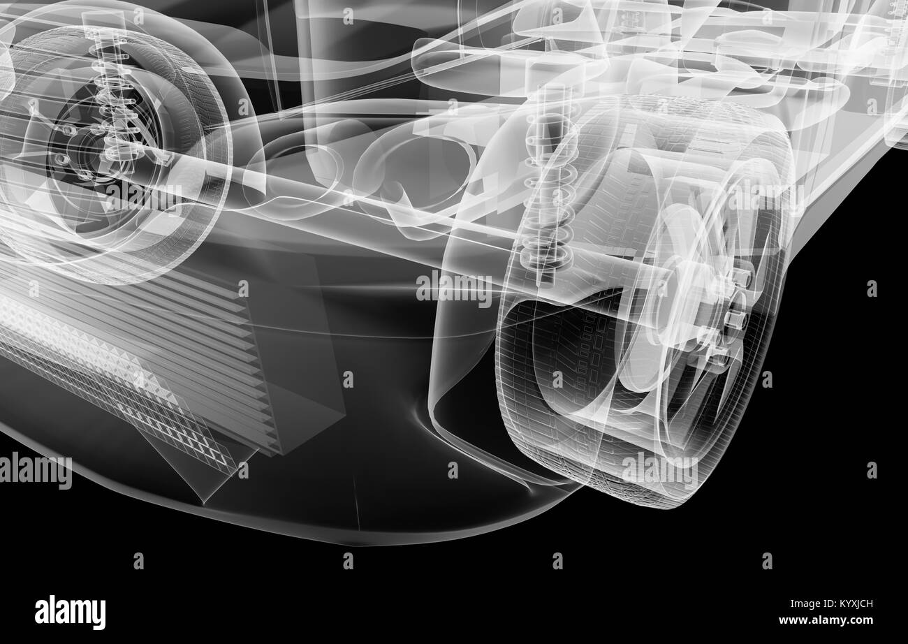 X-ray von der vorderen Aufhängung des Auto Stockfoto