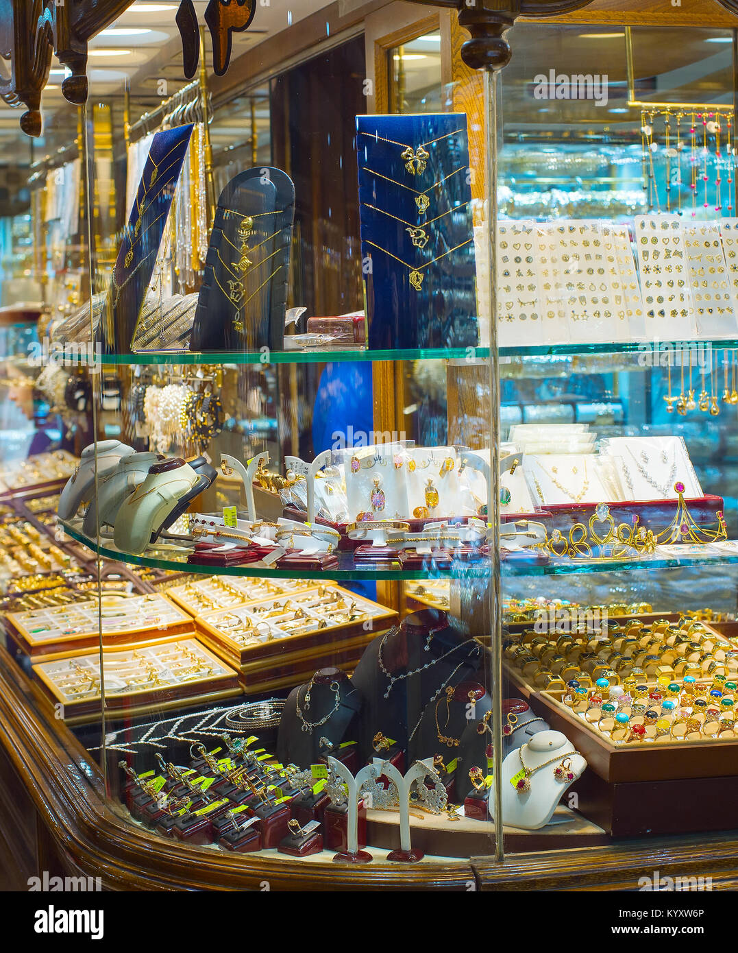 Schmuck Shops am berühmten Teheran Grand Bazaar. Iran Stockfoto