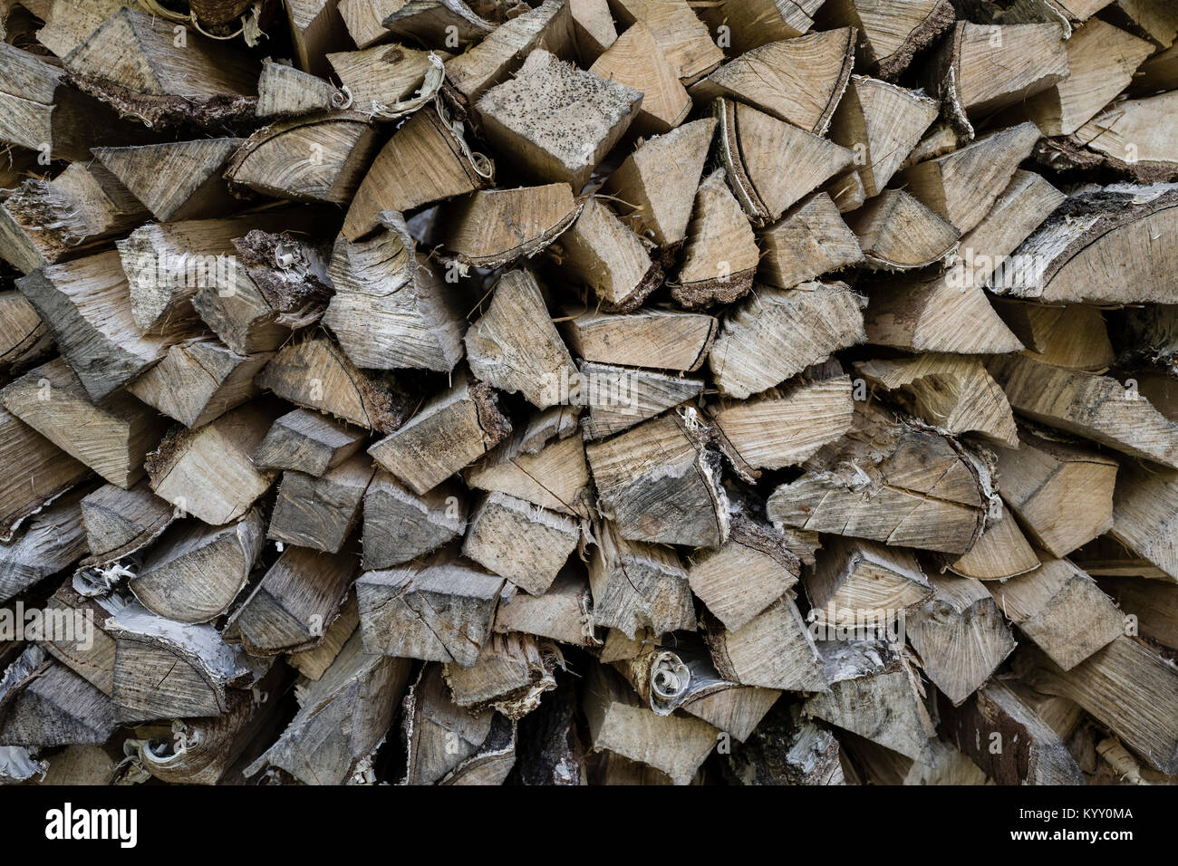 Nahaufnahme von Brennholz Stockfoto